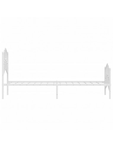 Giroletto con Testiera e Pediera Metallo Bianco 100x190 cm