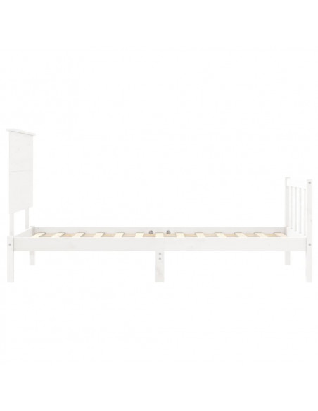Giroletto con Testiera Bianco 100x200 cm in Legno Massello