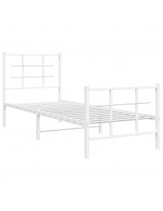 Giroletto con Testiera e Pediera Metallo Bianco 80x200 cm 2