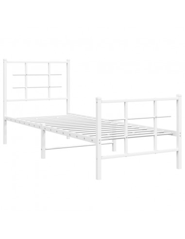 Giroletto con Testiera e Pediera Metallo Bianco 80x200 cm