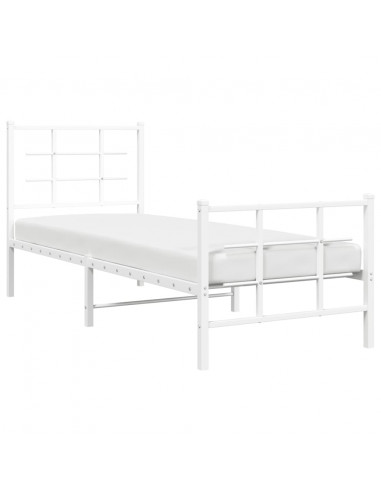 Giroletto con Testiera e Pediera Metallo Bianco 80x200 cm