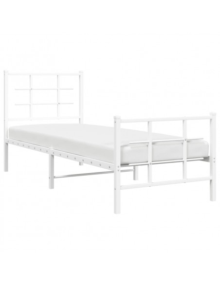 Giroletto con Testiera e Pediera Metallo Bianco 80x200 cm