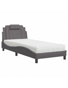 Letto con Materasso Grgio 90x200 cm in Similpelle