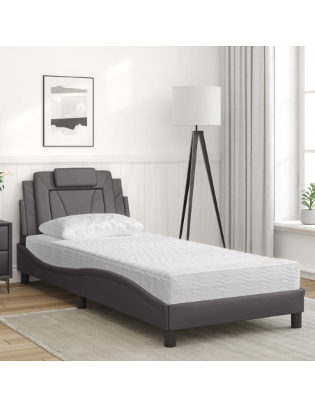 Letto con Materasso Grgio 90x200 cm in Similpelle