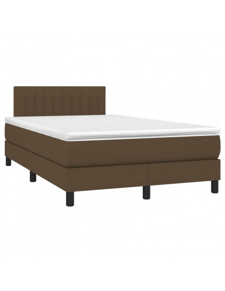 Letto a Molle Materasso e LED MarroneScuro 120x190cm in Tessuto