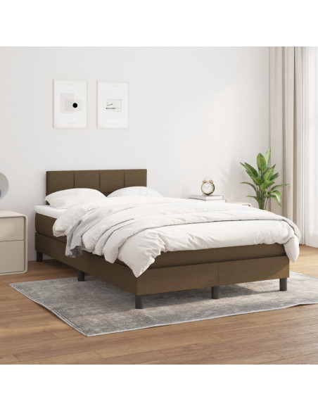 Giroletto a Molle con Materasso Marrone Scuro 120x190cm Tessuto