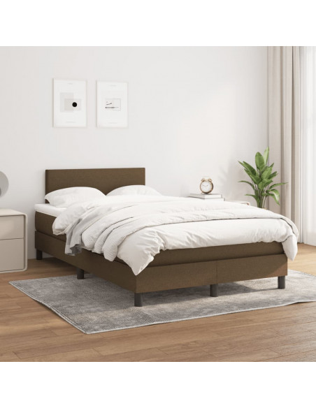 Giroletto a Molle con Materasso Marrone Scuro 120x190cm Tessuto