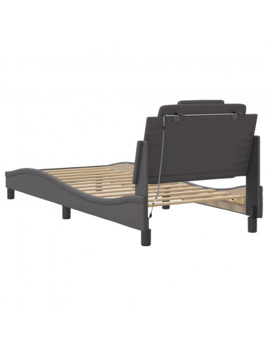 Giroletto con Luci LED Grigio 90x200 cm in Similpelle