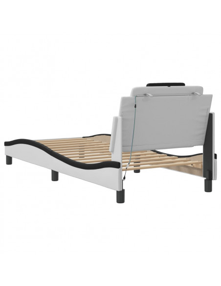 Giroletto con Luci LED Bianco e Nero 90x190 cm in Similpelle