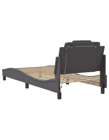 Giroletto con Luci LED Grigio 90x190 cm in Similpelle