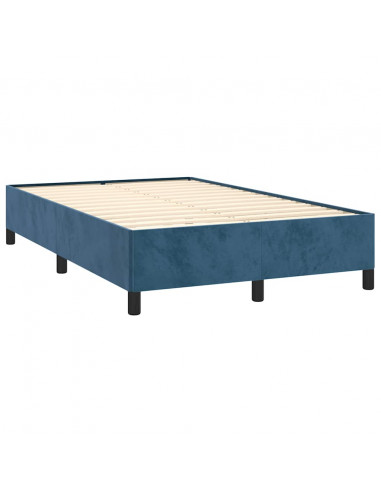 Letto a Molle Materasso e LED Blu Scuro 120x190 cm in Velluto