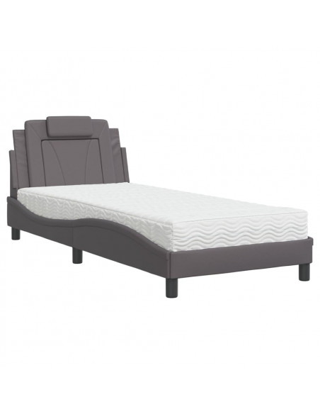 Letto con Materasso Grigio 90x190 cm in Similpelle