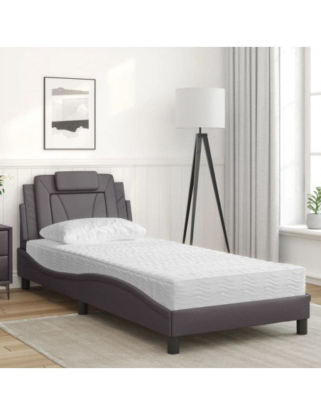 Letto con Materasso Grigio 90x190 cm in Similpelle