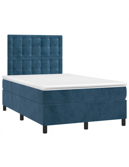Giroletto a Molle con Materasso Blu Scuro 120x190 cm in Velluto