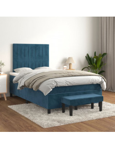 Giroletto a Molle con Materasso Blu Scuro 120x190 cm in Velluto 2