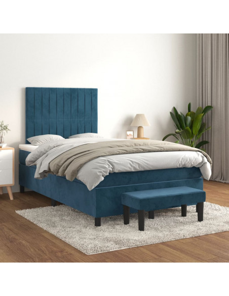 Giroletto a Molle con Materasso Blu Scuro 120x190 cm in Velluto