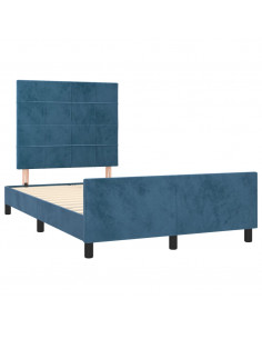 Giroletto con Testiera Blu Scuro 120x190 cm in Velluto 2