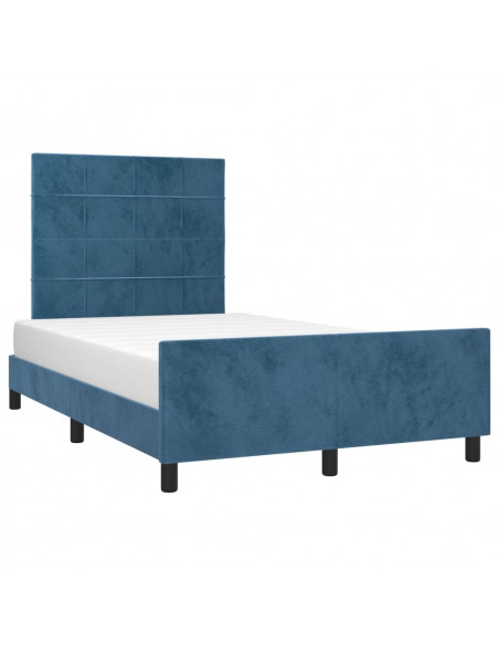 Giroletto con Testiera Blu Scuro 120x190 cm in Velluto