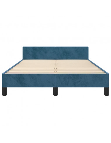 Giroletto con Testiera Blu Scuro 120x190 cm in Velluto