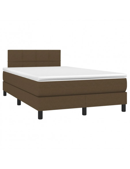 Letto a Molle Materasso e LED MarroneScuro 120x190cm in Tessuto