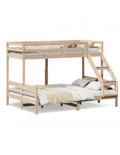 Letto a Castello 80x200/140x200 cm in Legno Massello di Pino