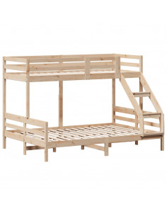 Letto a Castello 80x200/140x200 cm in Legno Massello di Pino 2