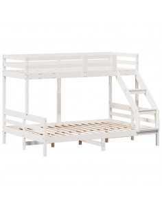 Letto a Castello 80x200/140x200cm Bianco Legno Massello di Pino 2