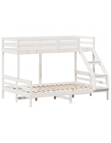 Letto a Castello 80x200/140x200cm Bianco Legno Massello di Pino