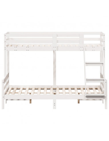 Letto a Castello 80x200/140x200cm Bianco Legno Massello di Pino