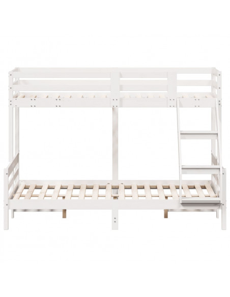 Letto a Castello 80x200/140x200cm Bianco Legno Massello di Pino