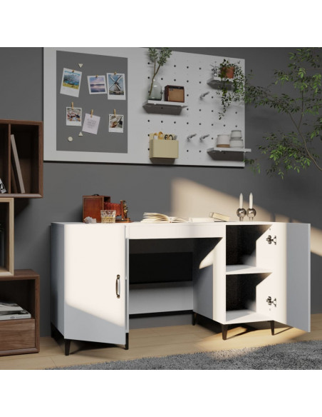 Scrivania Bianca 140x50x75 cm in Legno Multistrato