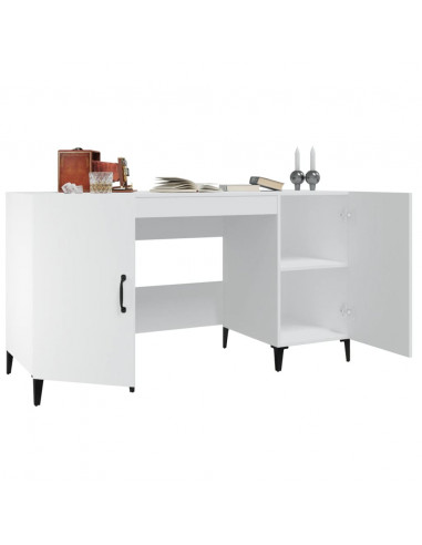 Scrivania Bianca 140x50x75 cm in Legno Multistrato