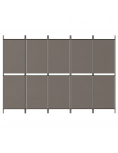Divisorio a 5 Pannelli Antracite 250x180 cm Tessuto 2
