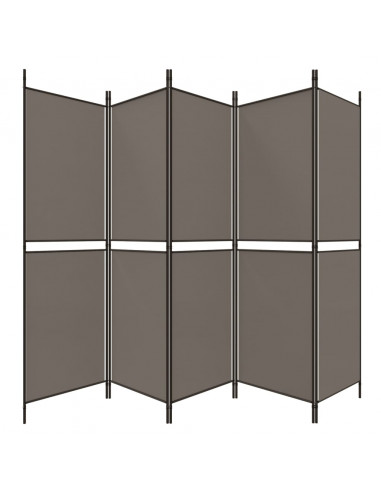 Divisorio a 5 Pannelli Antracite 250x180 cm Tessuto