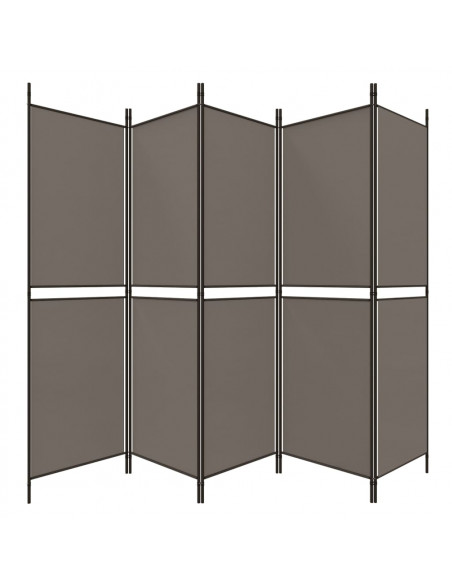 Divisorio a 5 Pannelli Antracite 250x180 cm Tessuto