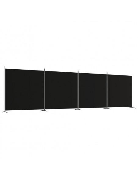 Divisorio a 4 Pannelli Nero 698x180 cm in Tessuto