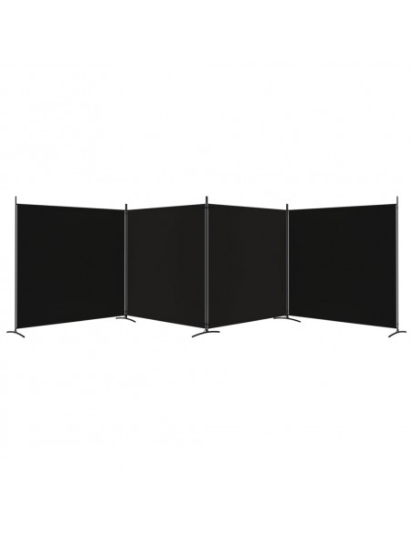 Divisorio a 4 Pannelli Nero 698x180 cm in Tessuto