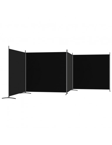 Divisorio a 4 Pannelli Nero 698x180 cm in Tessuto