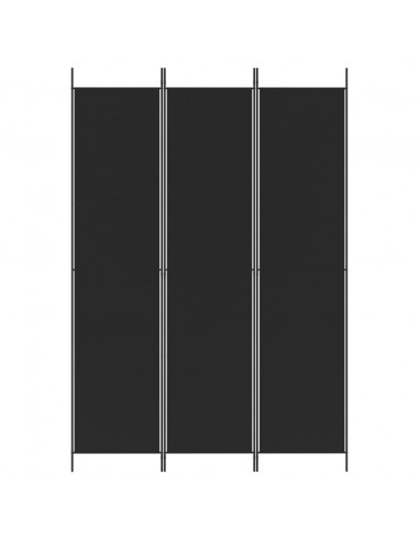 Divisorio a 3 Pannelli Nero 150x220 cm in Tessuto