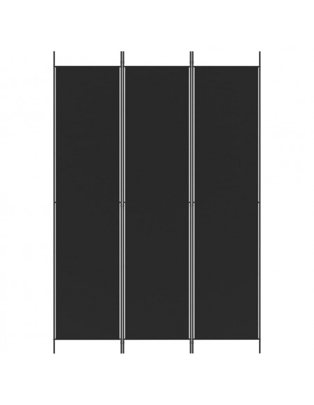Divisorio a 3 Pannelli Nero 150x220 cm in Tessuto