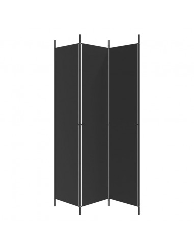 Divisorio a 3 Pannelli Nero 150x220 cm in Tessuto