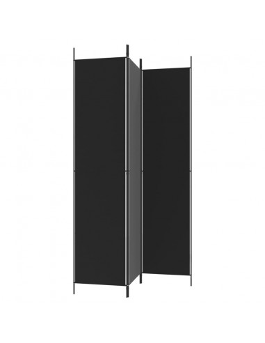 Divisorio a 3 Pannelli Nero 150x220 cm in Tessuto