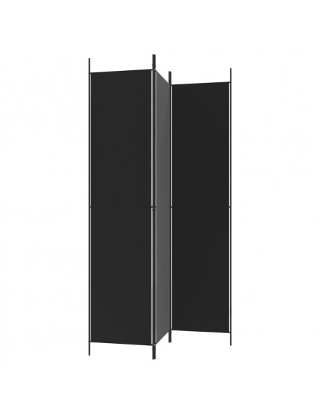 Divisorio a 3 Pannelli Nero 150x220 cm in Tessuto