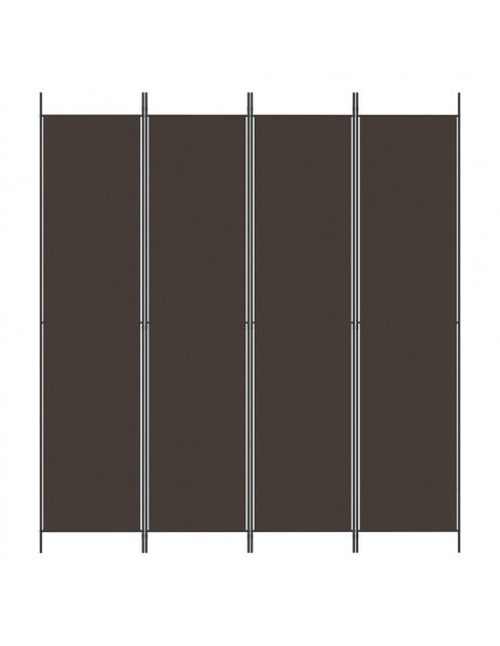 Divisorio a 4 Pannelli Marrone 200x220 cm in Tessuto