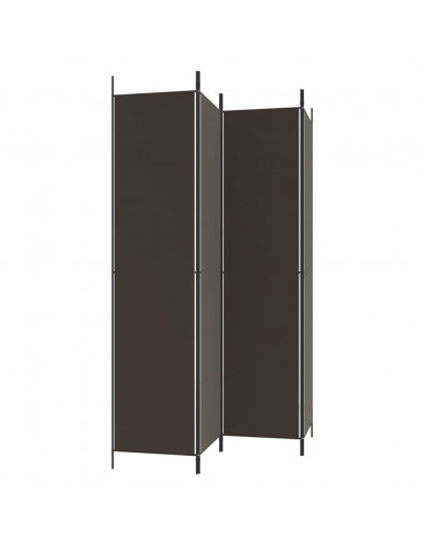 Divisorio a 4 Pannelli Marrone 200x220 cm in Tessuto