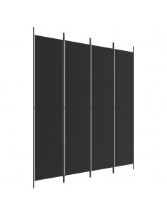 Divisorio a 4 Pannelli Nero 200x220 cm in Tessuto