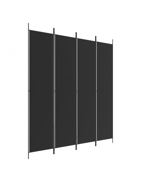 Divisorio a 4 Pannelli Nero 200x220 cm in Tessuto