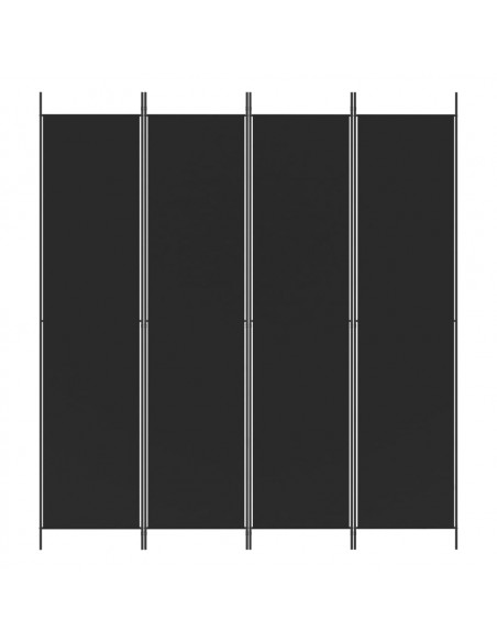 Divisorio a 4 Pannelli Nero 200x220 cm in Tessuto
