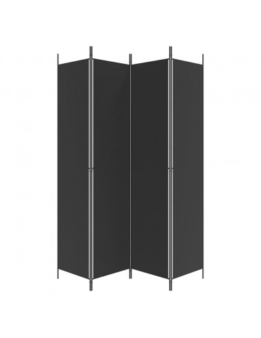 Divisorio a 4 Pannelli Nero 200x220 cm in Tessuto