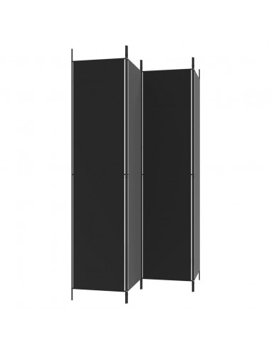 Divisorio a 4 Pannelli Nero 200x220 cm in Tessuto